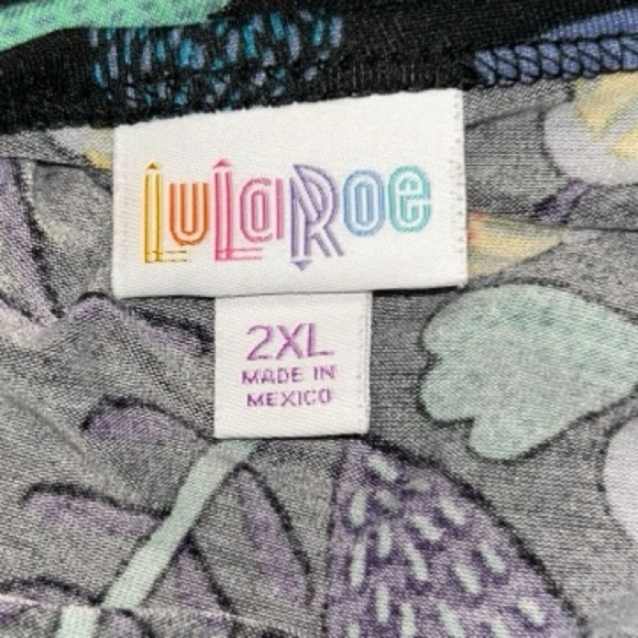LulaRoe  Floral colorful Black, pink, blue, green Dress Short sleeved Size 2XL - Picture 7 of 7